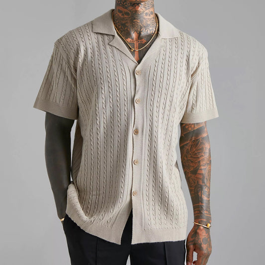 Knitted Button Short-sleeved Shirt